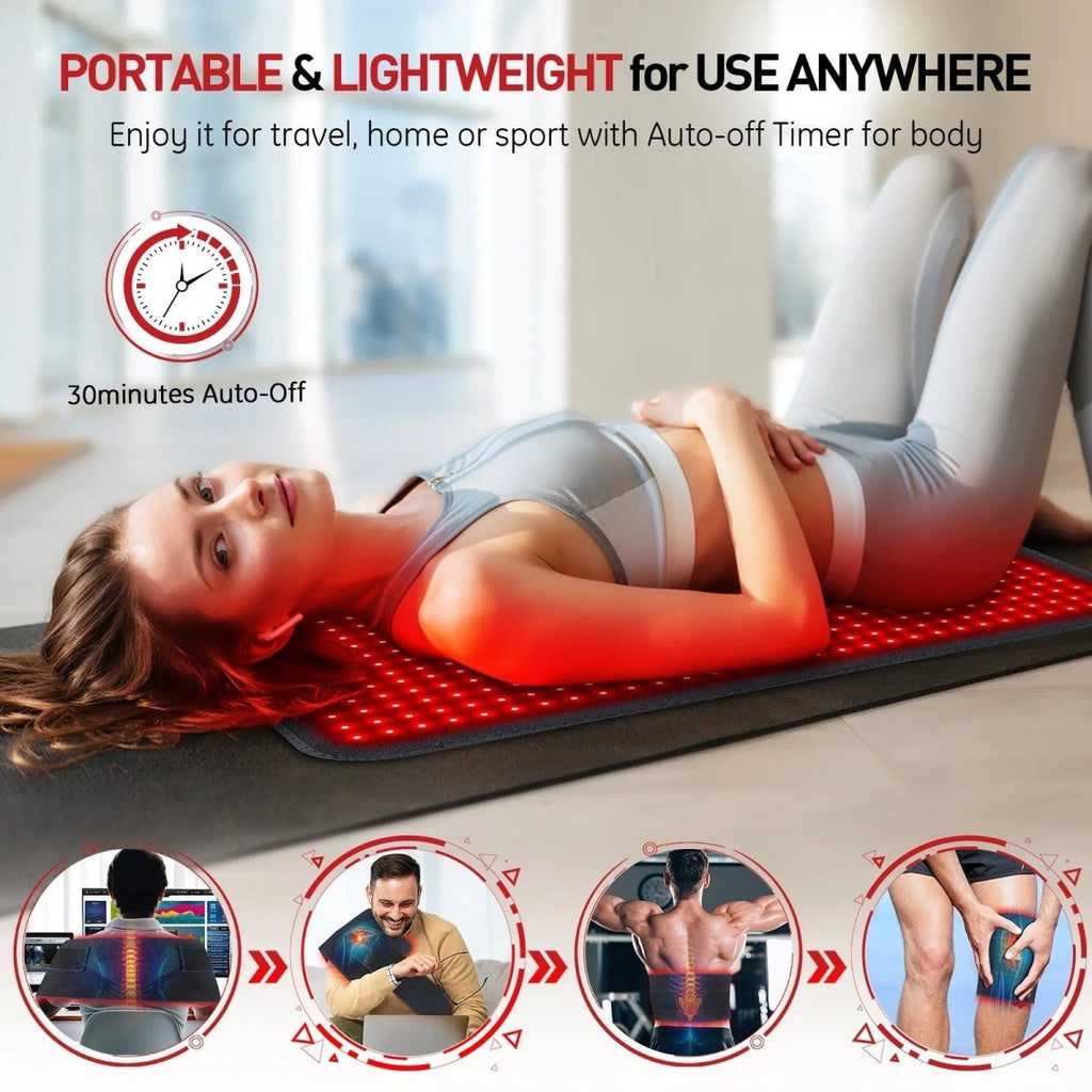TranquilGlow Red Light Therapy Heating Pad For Deep Muscle Relaxation | Temsk
