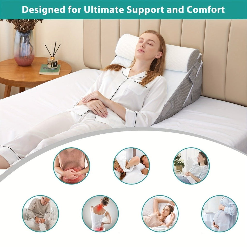 SereniRise Adjustable Memory Foam Wedge Cushion For Back And Leg Relief | Temsk