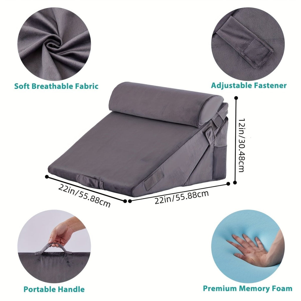 SereniRise Adjustable Memory Foam Wedge Cushion For Back And Leg Relief | Temsk