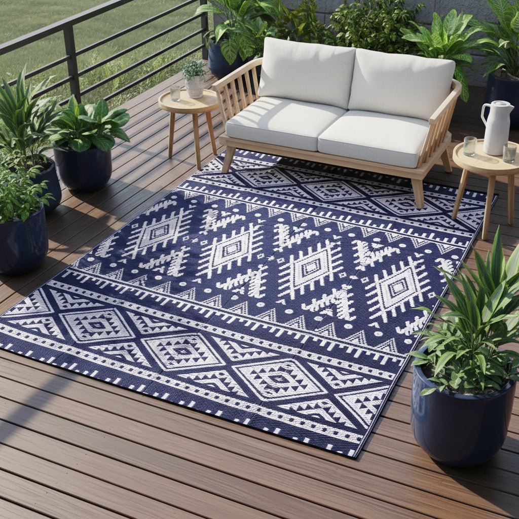 Weavento Durable Waterproof Reversible Outdoor Artificial Straw Mat For Terrace And Picnic | Temsk