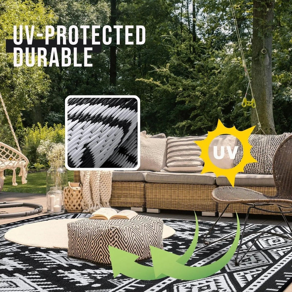 Weavento Durable Waterproof Reversible Outdoor Artificial Straw Mat For Terrace And Picnic | Temsk