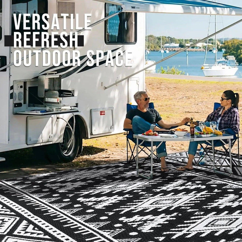 Weavento Durable Waterproof Reversible Outdoor Artificial Straw Mat For Terrace And Picnic | Temsk