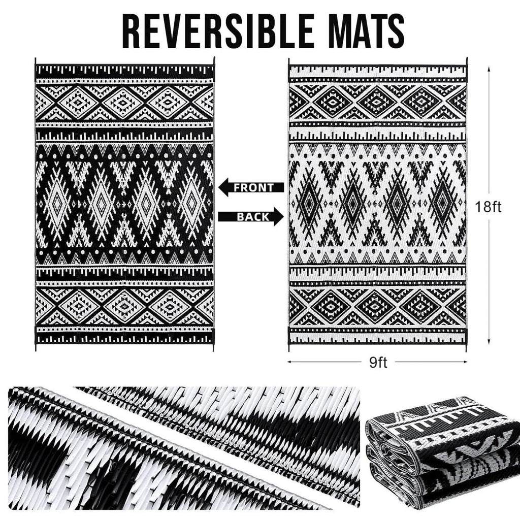 Weavento Durable Waterproof Reversible Outdoor Artificial Straw Mat For Terrace And Picnic | Temsk