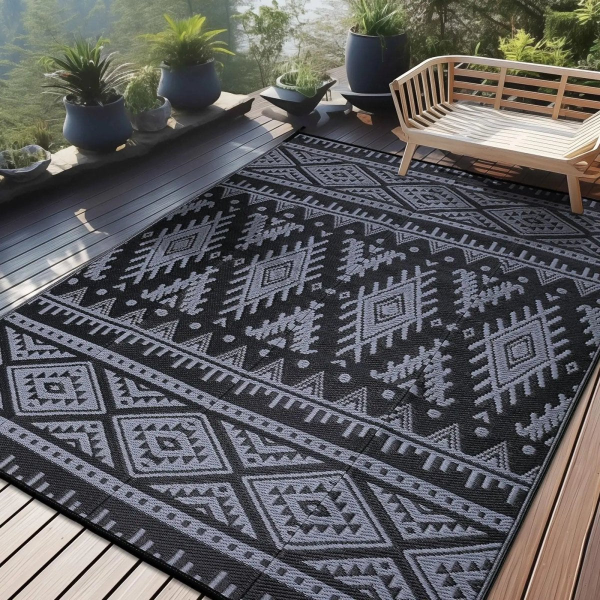 Weavento Durable Waterproof Reversible Outdoor Artificial Straw Mat For Terrace And Picnic | Temsk