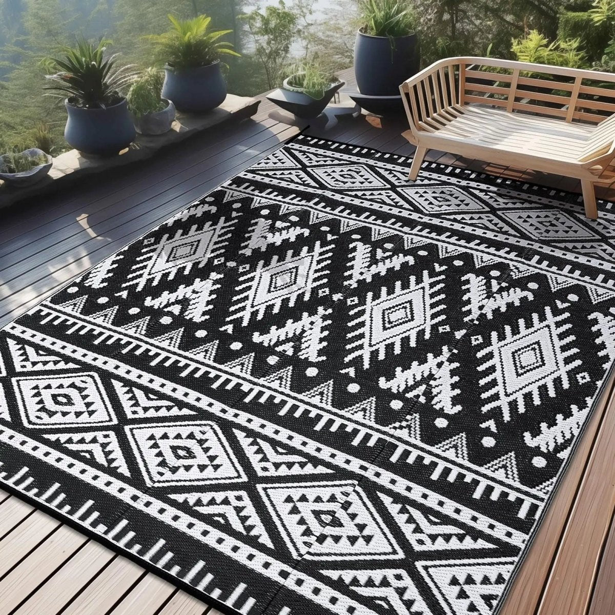 Weavento Durable Waterproof Reversible Outdoor Artificial Straw Mat For Terrace And Picnic | Temsk