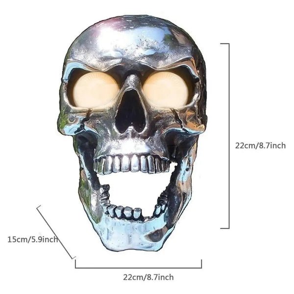 NovaForge LED Skull Lamp For Motorcycles With Unique Eye Glow And Chrome Finish | Temsk