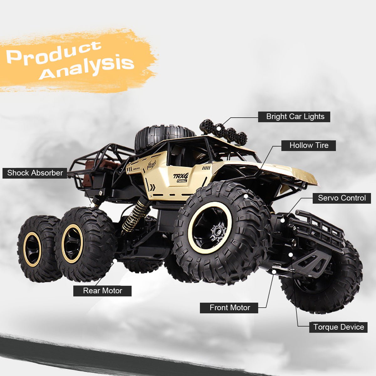 TerraBeast 6WD RC Monster Truck With LED Lights, 52 km/h Top Speed For Offroad Fun | Temsk