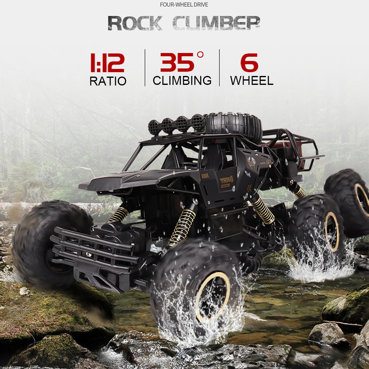TerraBeast 6WD RC Monster Truck With LED Lights, 52 km/h Top Speed For Offroad Fun | Temsk