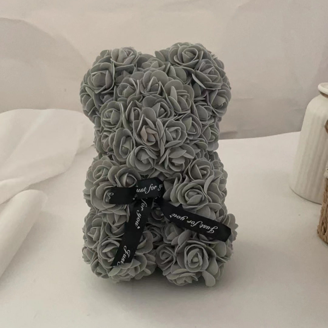 Valentinsdag skumrosebamse gave med kunstige blomster | Temsk