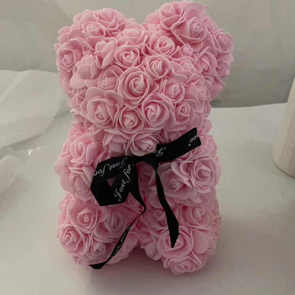 Valentinsdag skumrosebamse gave med kunstige blomster | Temsk