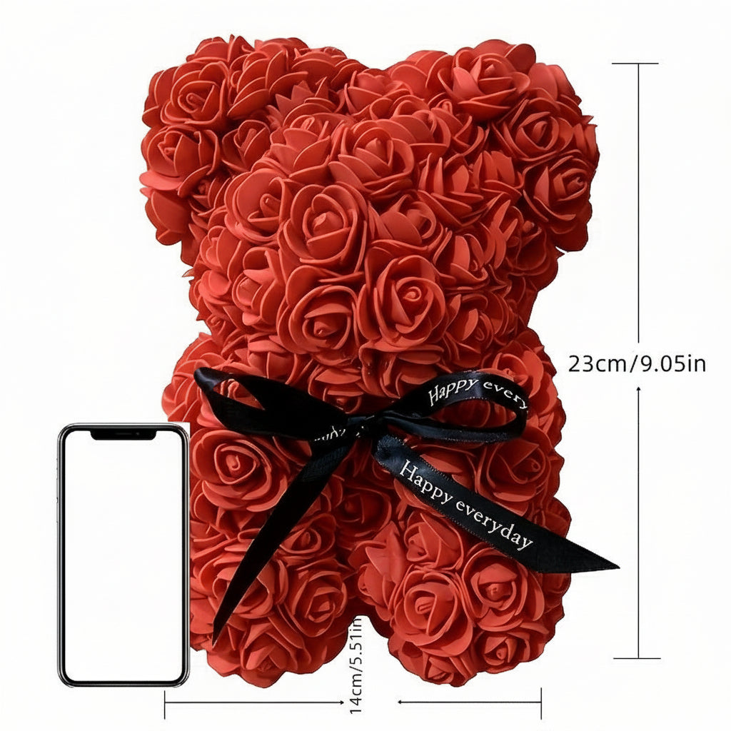 Valentinsdag skumrosebamse gave med kunstige blomster | Temsk