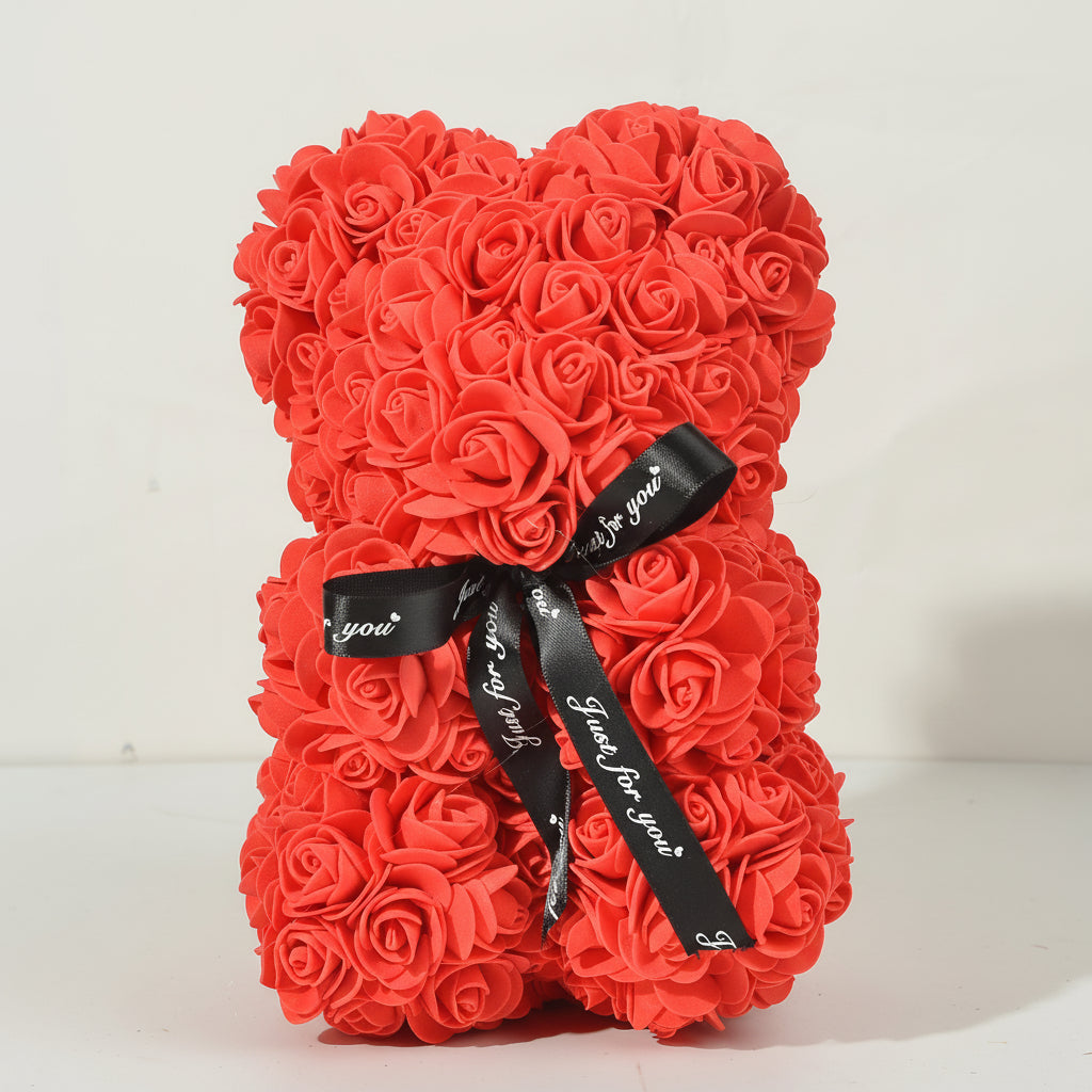 Valentinsdag skumrosebamse gave med kunstige blomster | Temsk