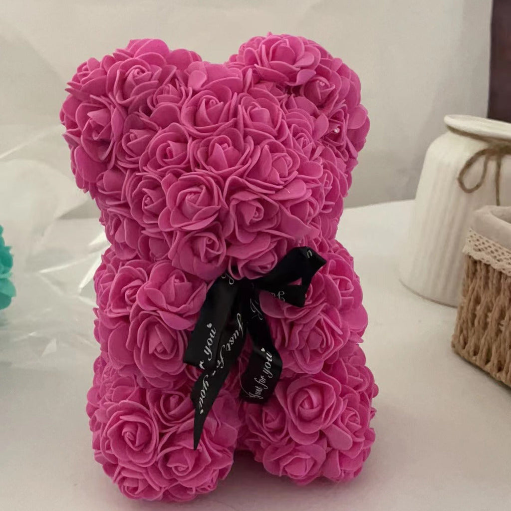 Valentinsdag skumrosebamse gave med kunstige blomster | Temsk