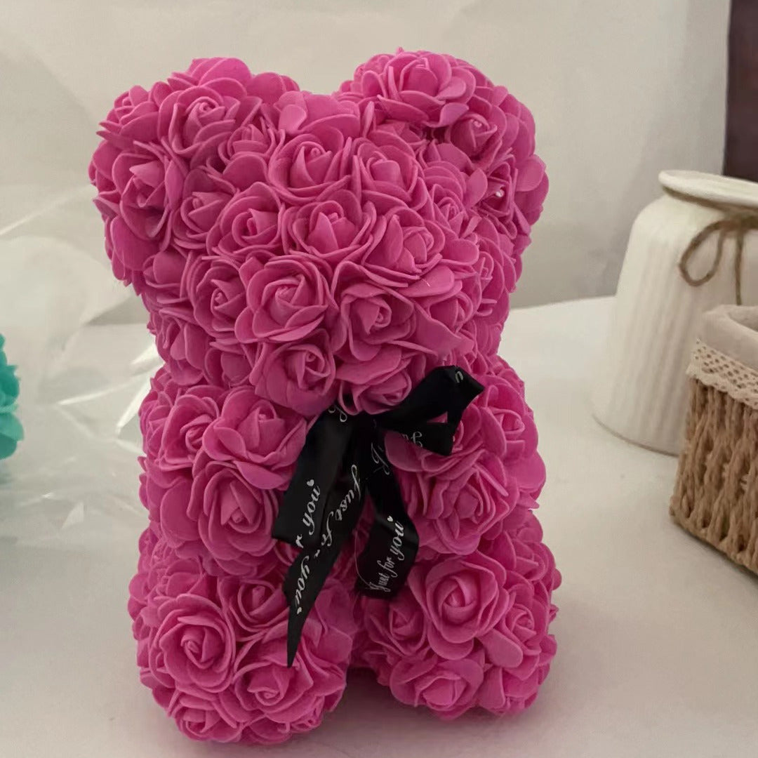 Valentinsdag skumrosebamse gave med kunstige blomster | Temsk
