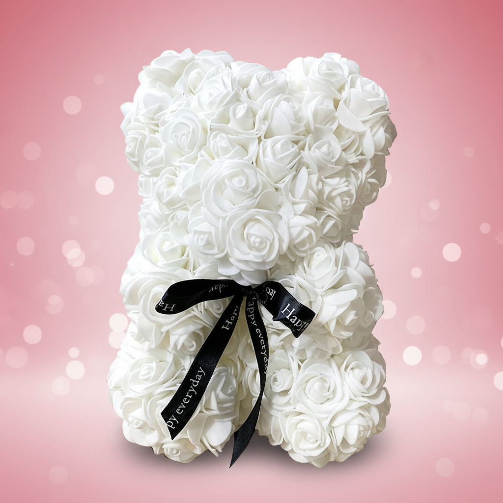 Valentinsdag skumrosebamse gave med kunstige blomster | Temsk