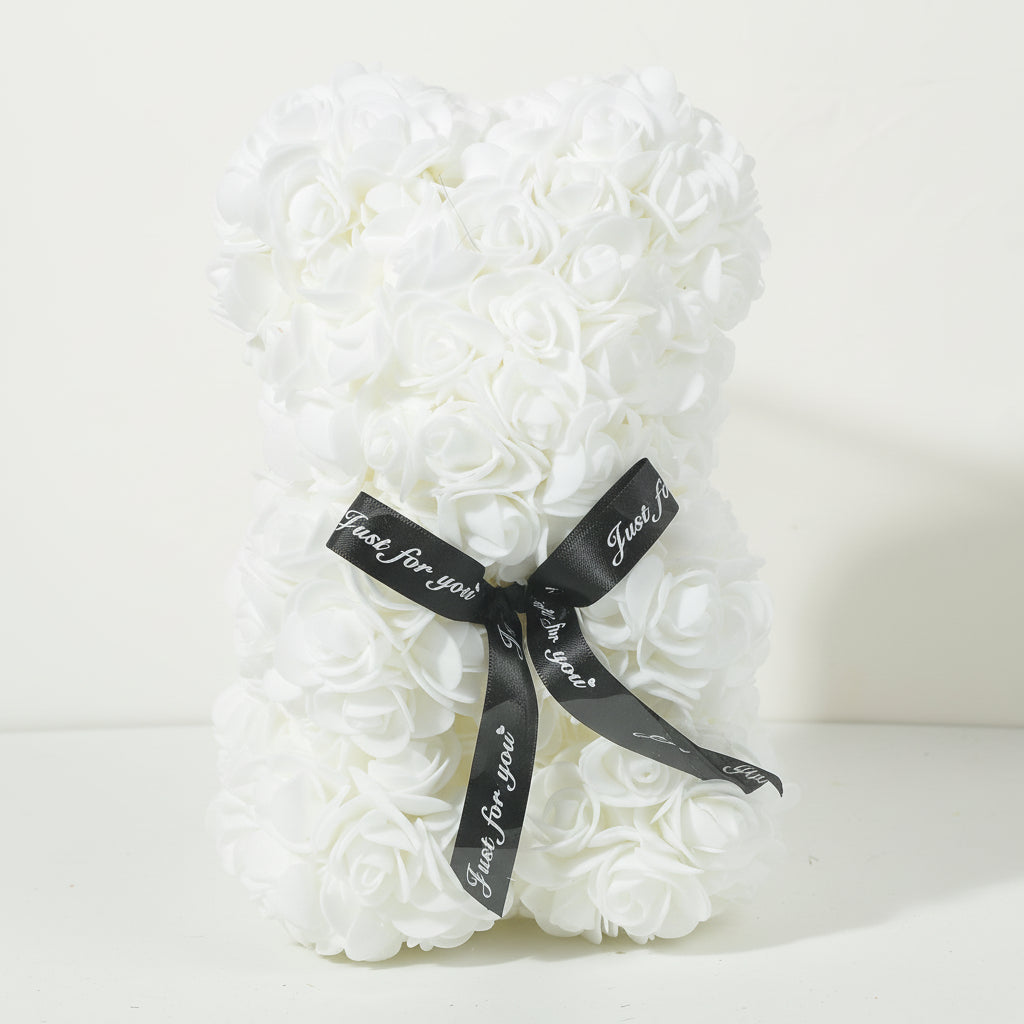Valentinsdag skumrosebamse gave med kunstige blomster | Temsk