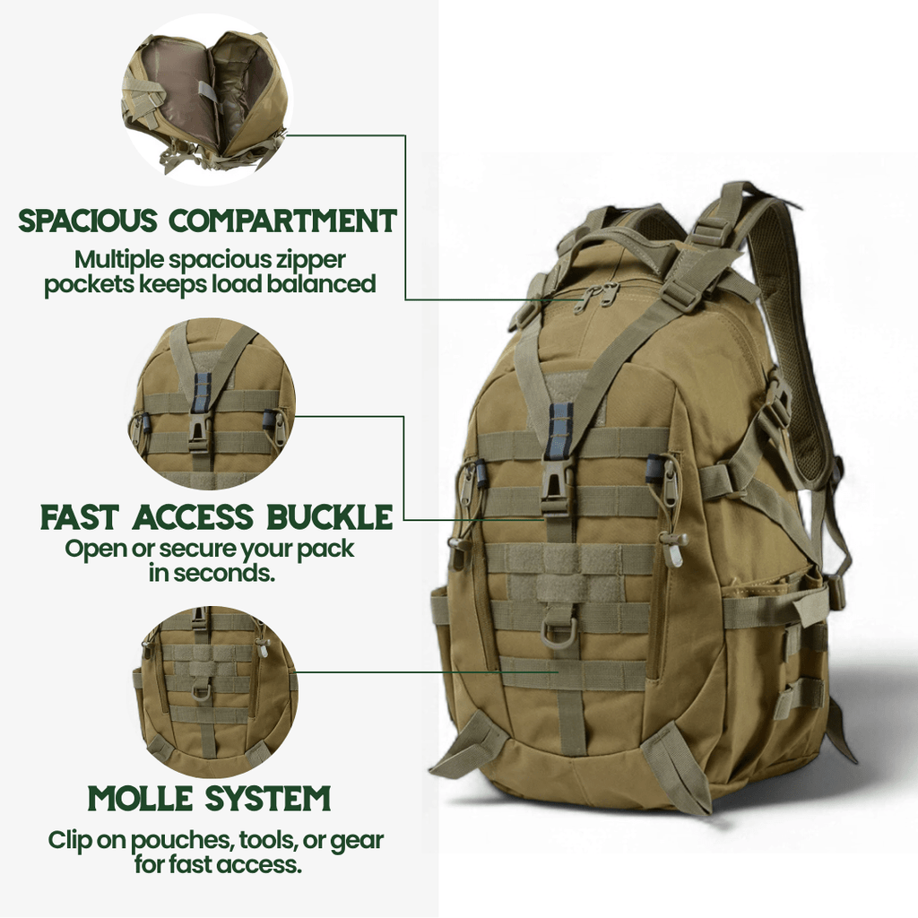 NovaGuard 40L Tactical Backpack Outdoor Rucksack With Waterproof Military Quality | Temsk