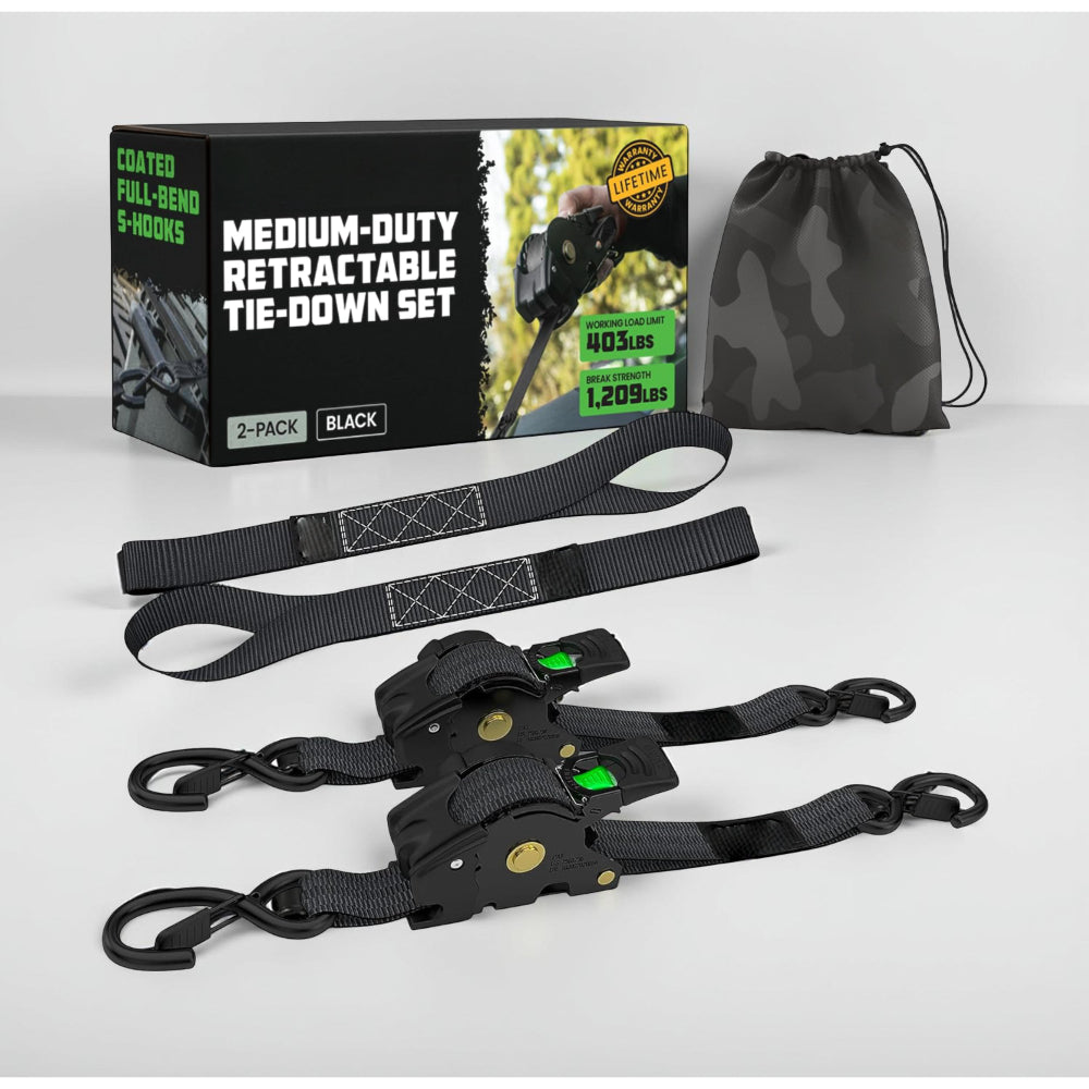Ratchet Straps Cargo Tie Down Set With Retractable Hooks Heavy Duty | Temsk