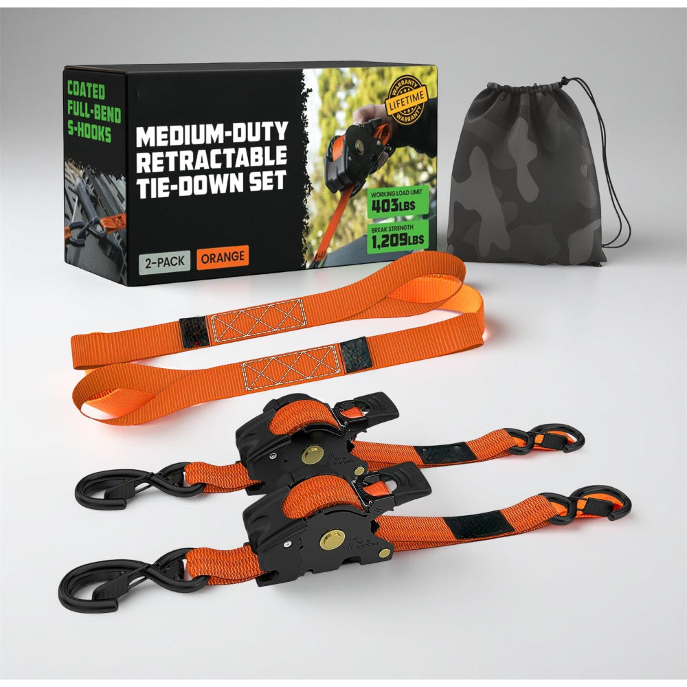 Ratchet Straps Cargo Tie Down Set With Retractable Hooks Heavy Duty | Temsk