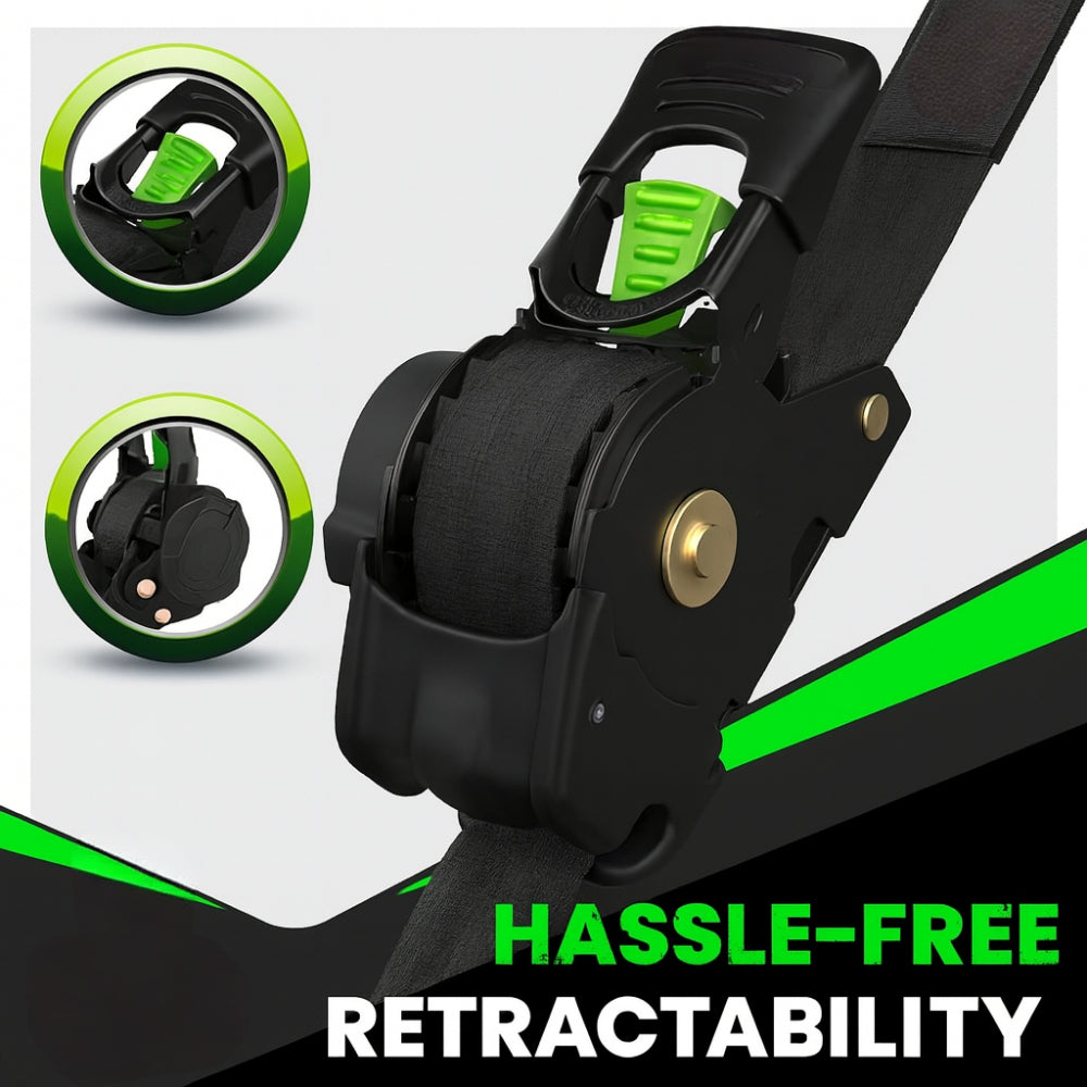 Ratchet Straps Cargo Tie Down Set With Retractable Hooks Heavy Duty | Temsk