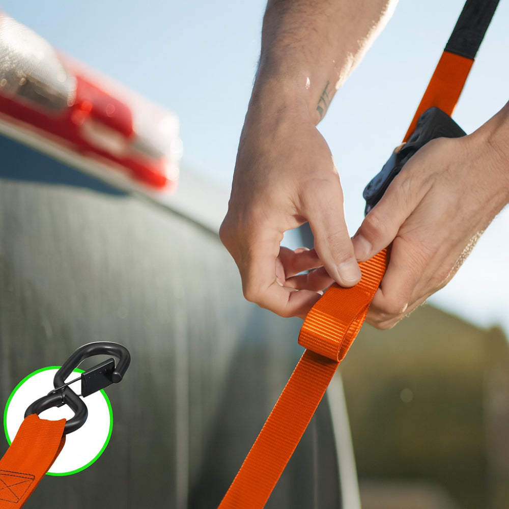 Ratchet Straps Cargo Tie Down Set With Retractable Hooks Heavy Duty | Temsk