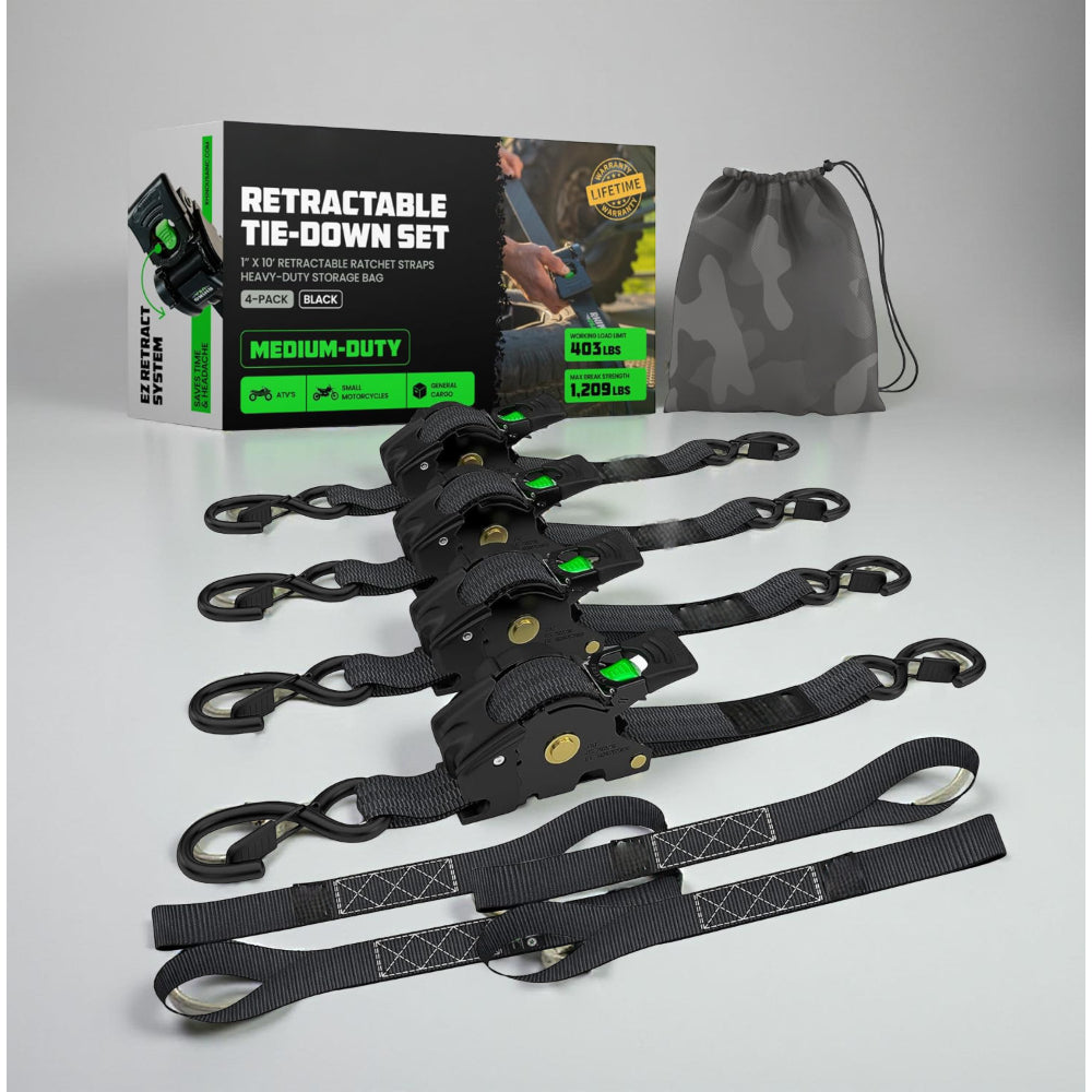 Ratchet Straps Cargo Tie Down Set With Retractable Hooks Heavy Duty | Temsk