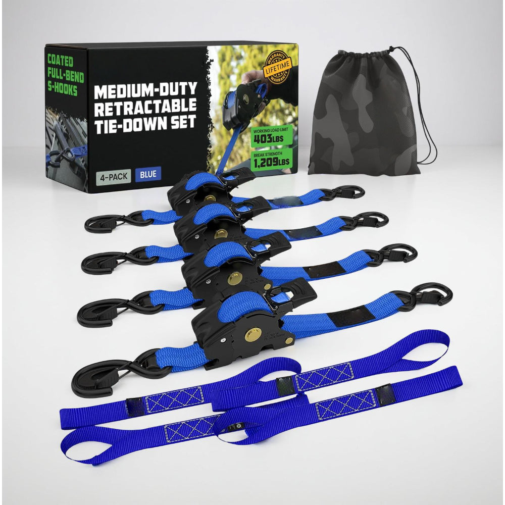 Ratchet Straps Cargo Tie Down Set With Retractable Hooks Heavy Duty | Temsk
