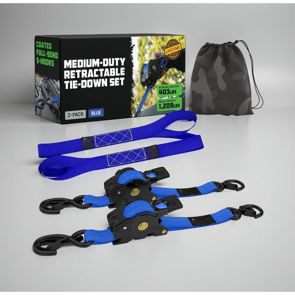 Ratchet Straps Cargo Tie Down Set With Retractable Hooks Heavy Duty | Temsk