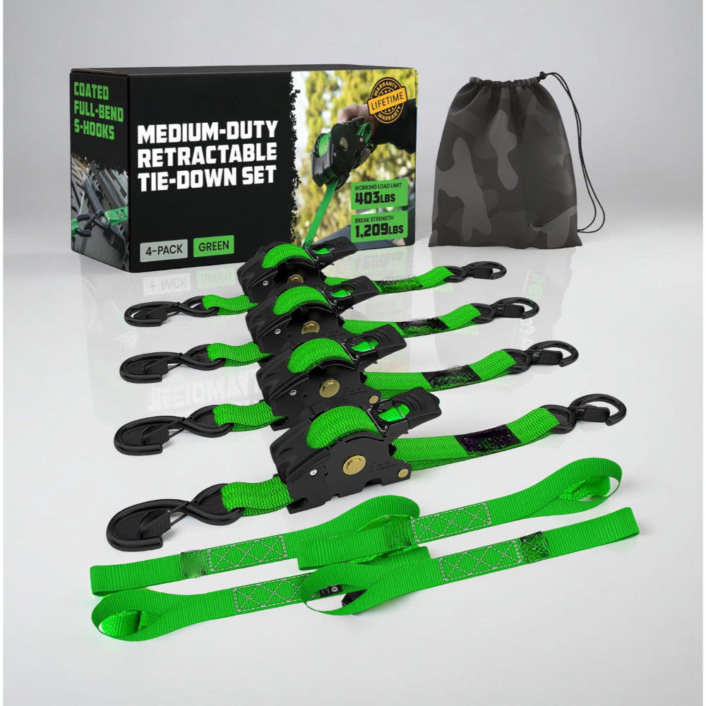 Ratchet Straps Cargo Tie Down Set With Retractable Hooks Heavy Duty | Temsk