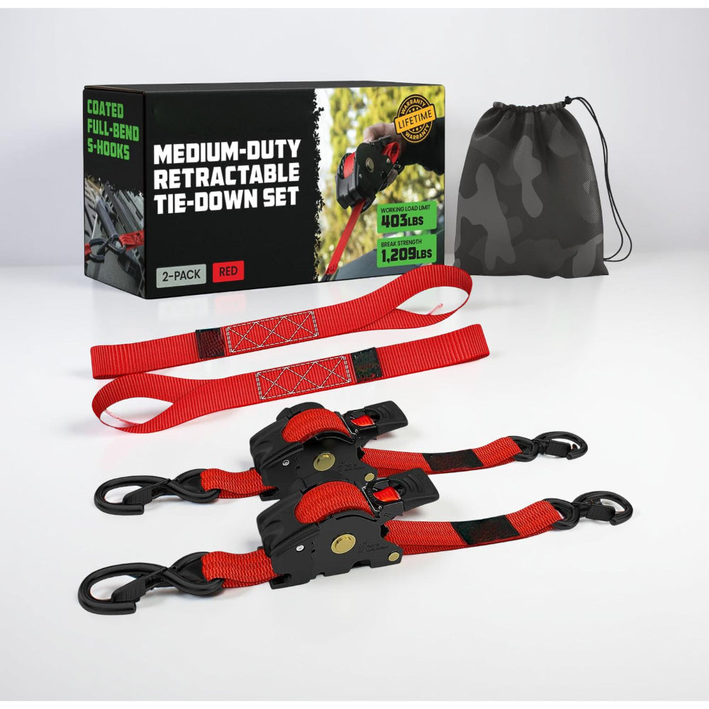 Ratchet Straps Cargo Tie Down Set With Retractable Hooks Heavy Duty | Temsk