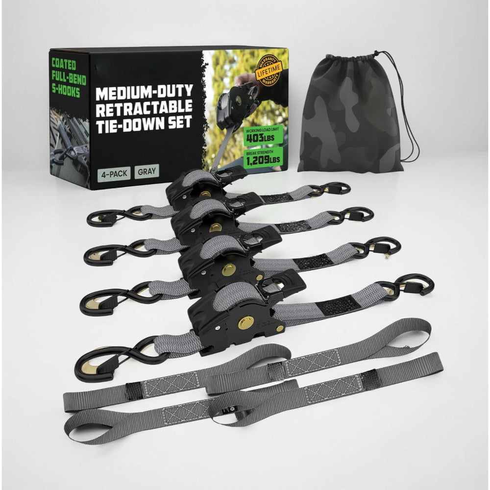 Ratchet Straps Cargo Tie Down Set With Retractable Hooks Heavy Duty | Temsk