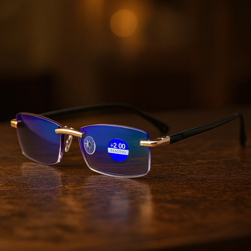 Titanium-Fassung Lesebrille mit progressiven Gläsern und photochromatischer Tönung | Temsk