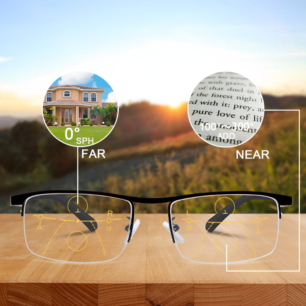 Titanium-Fassung Lesebrille mit progressiven Gläsern und photochromatischer Tönung | Temsk