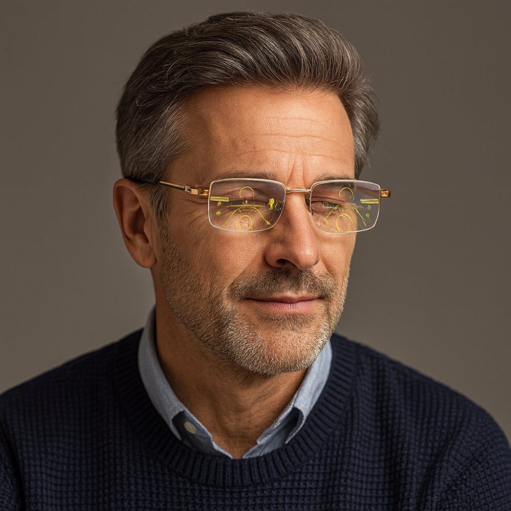 Titanium-Fassung Lesebrille mit progressiven Gläsern und photochromatischer Tönung | Temsk