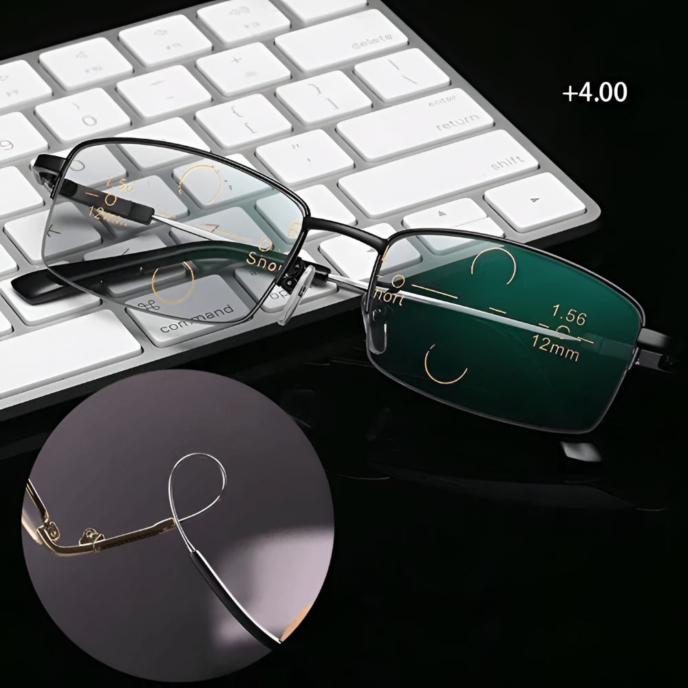 Titanium-Fassung Lesebrille mit progressiven Gläsern und photochromatischer Tönung | Temsk