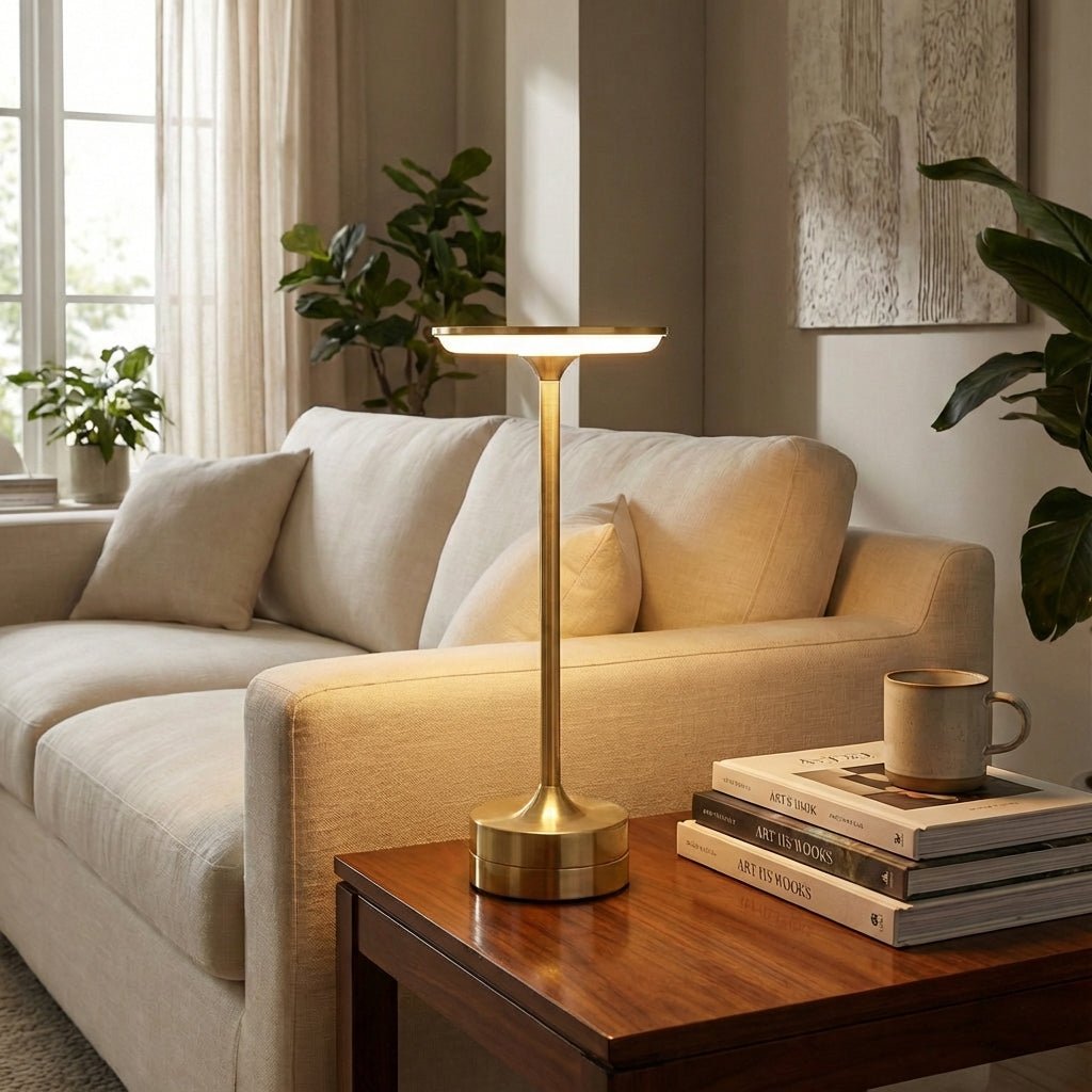 Cordless Rechargeable LED Table Lamp With Touch Control Chrome Finish | Temsk