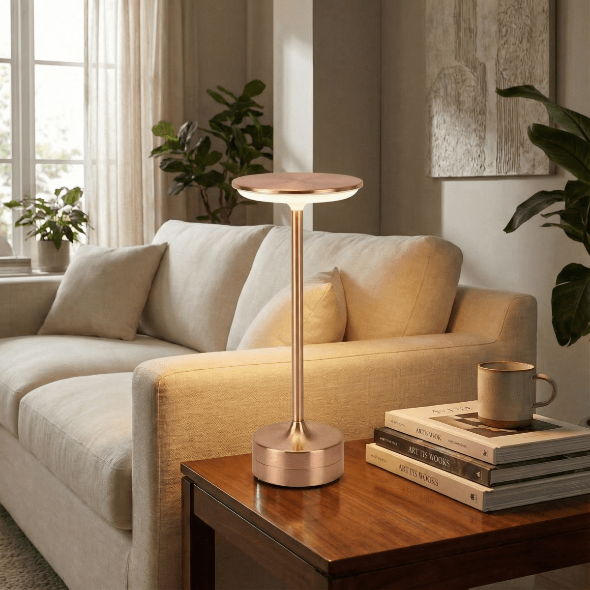 Cordless Rechargeable LED Table Lamp With Touch Control Chrome Finish | Temsk