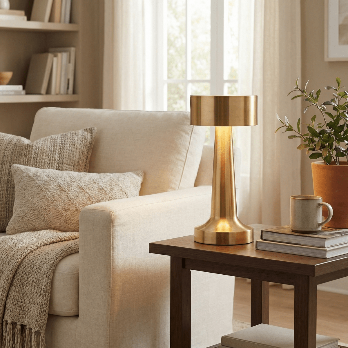 Rechargeable Table Lamp With LED Light And Touch Control, 15 Inches | Temsk