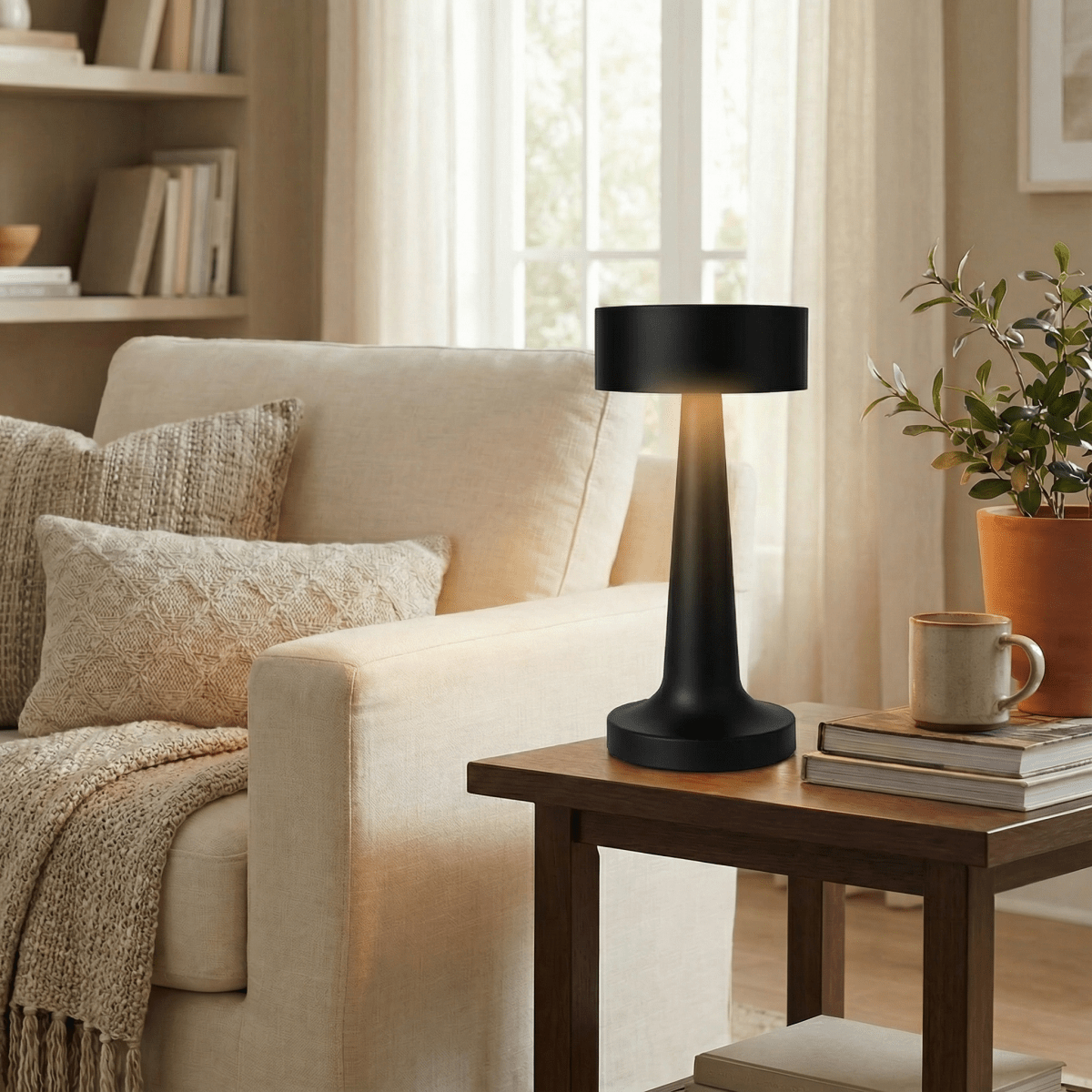 Rechargeable Table Lamp With LED Light And Touch Control, 15 Inches | Temsk