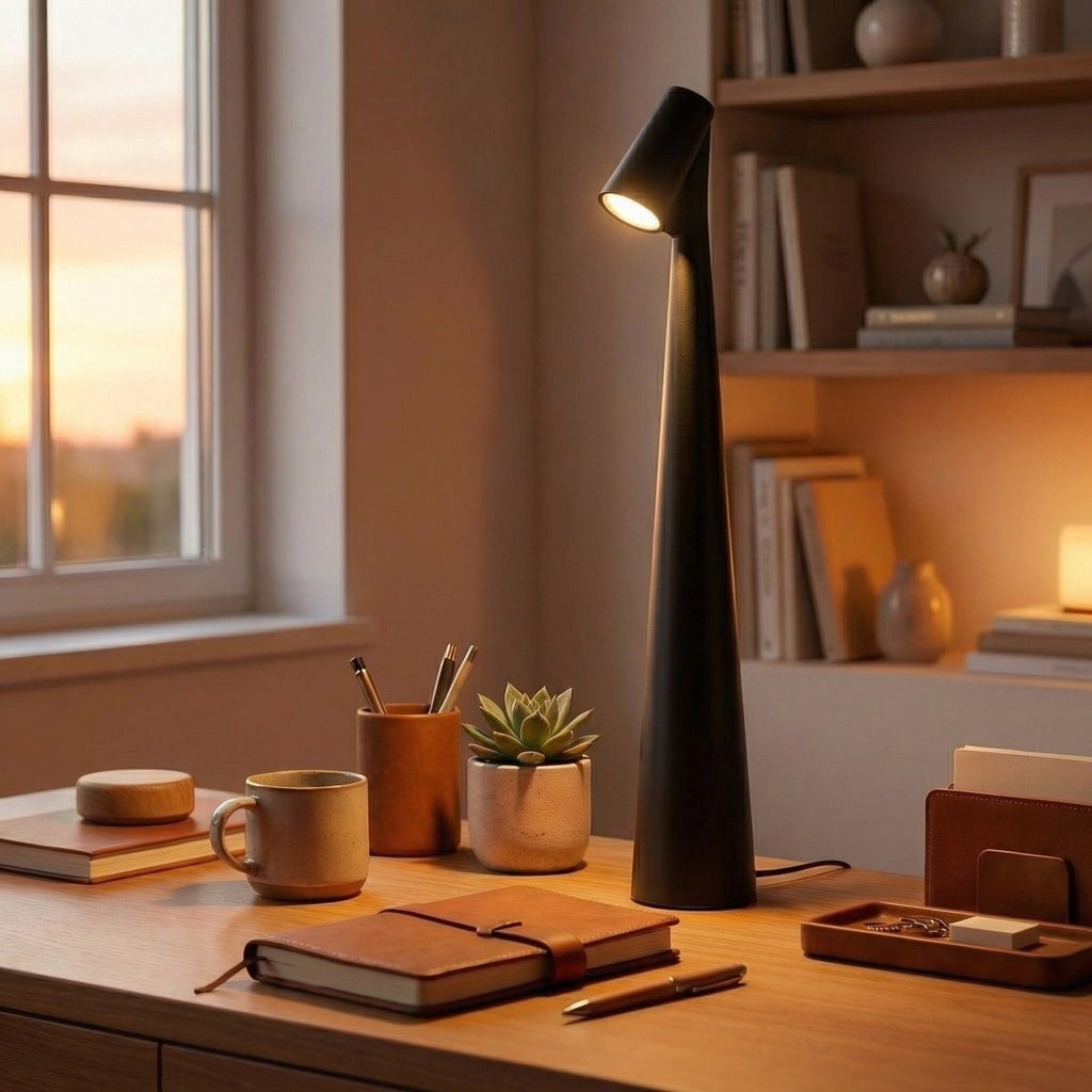 Rechargeable Cone LED Table Lamp With Touch Control 12 Inches Tall | Temsk