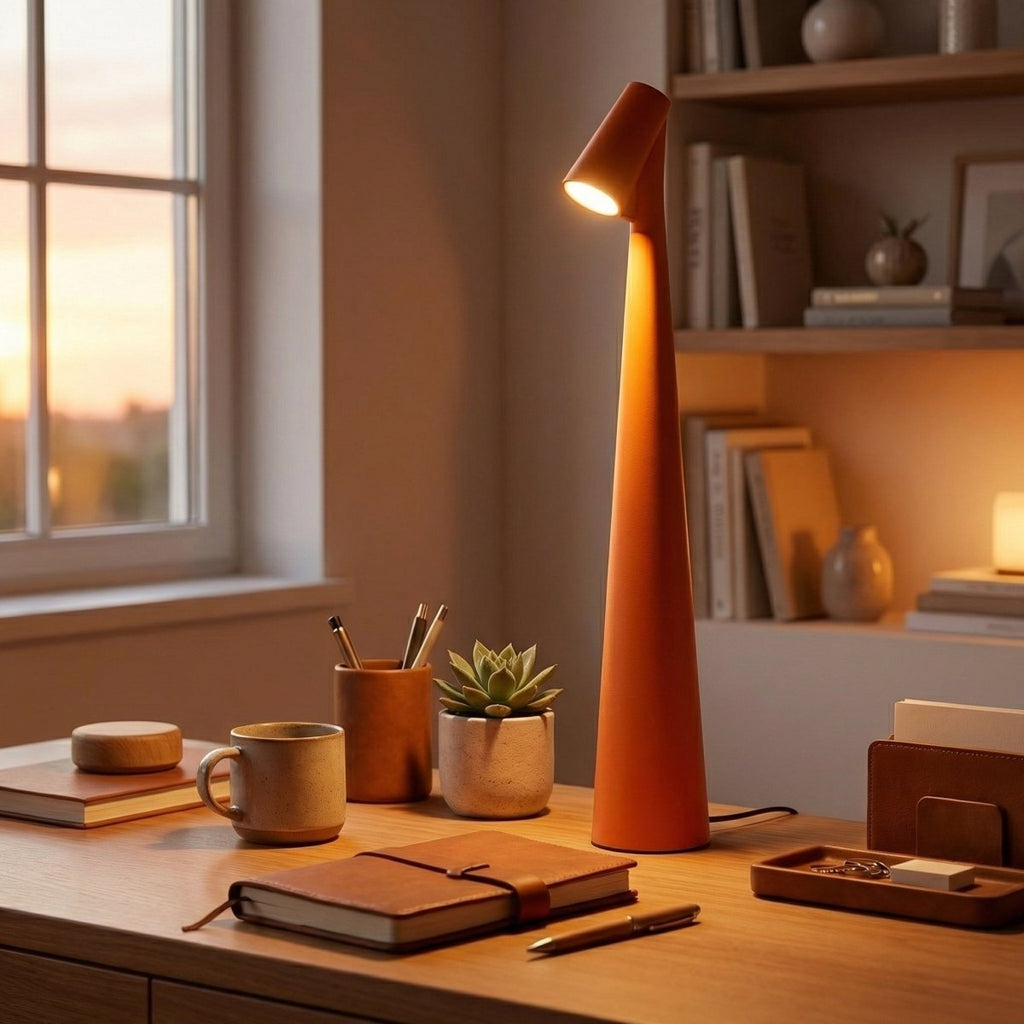 Rechargeable Cone LED Table Lamp With Touch Control 12 Inches Tall | Temsk