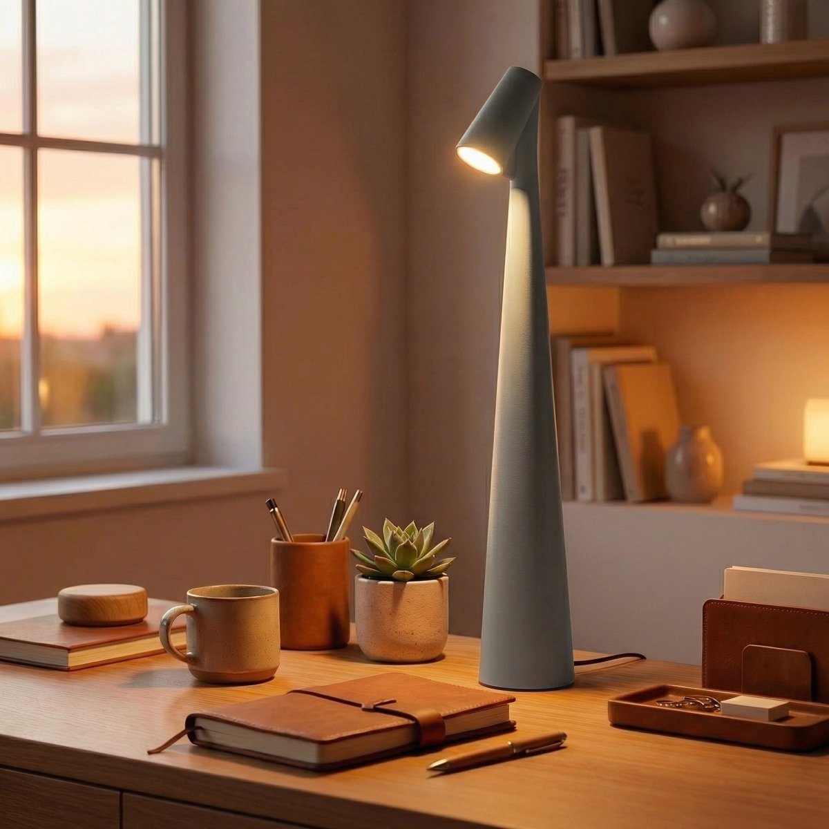 Rechargeable Cone LED Table Lamp With Touch Control 12 Inches Tall | Temsk
