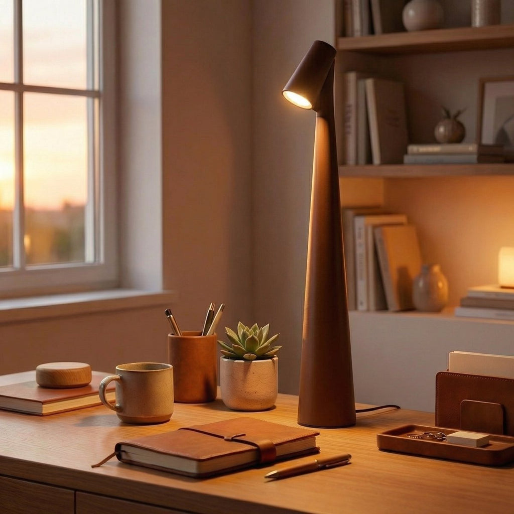 Rechargeable Cone LED Table Lamp With Touch Control 12 Inches Tall | Temsk