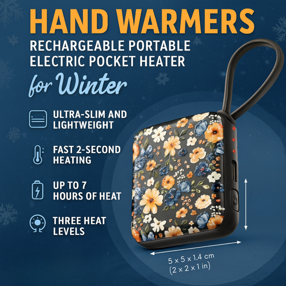 Floral Rechargeable Electric Pocket Heater, Hand Warmer | Temsk