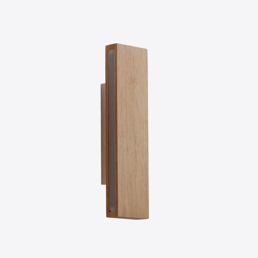 Natural Wood Finish Rectangular LED Wall Light 12 By 6 Inches | Temsk