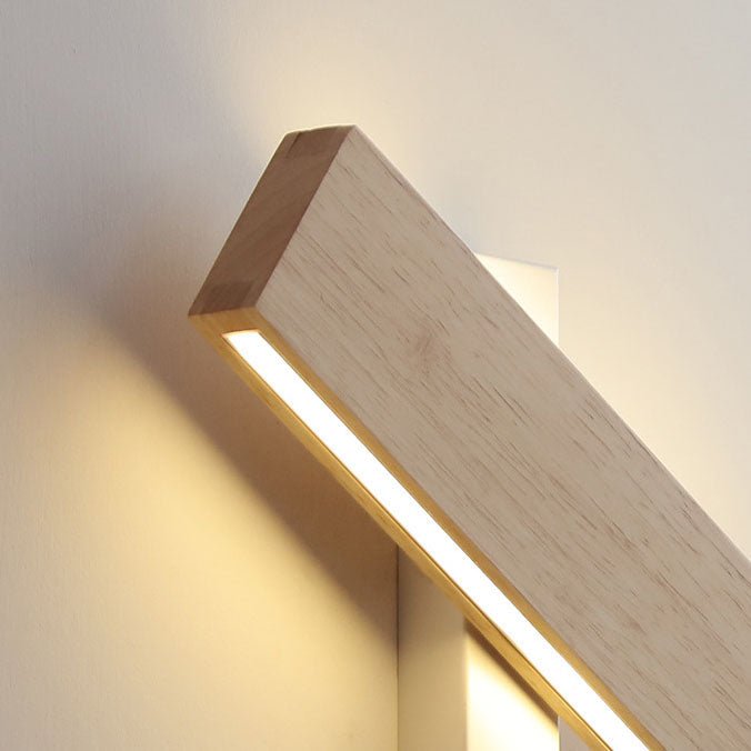 Natural Wood Finish Rectangular LED Wall Light 12 By 6 Inches | Temsk
