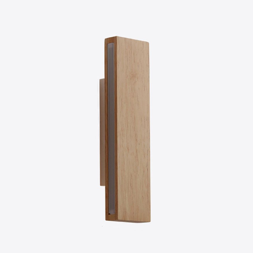 Natural Wood Finish Rectangular LED Wall Light 12 By 6 Inches | Temsk