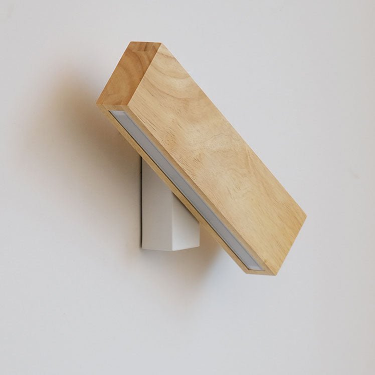 Natural Wood Finish Rectangular LED Wall Light 12 By 6 Inches | Temsk