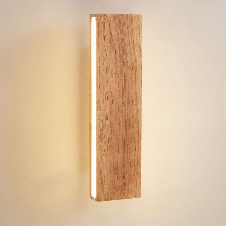 Natural Wood Finish Rectangular LED Wall Light 12 By 6 Inches | Temsk