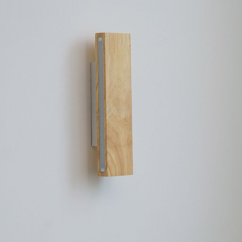 Natural Wood Finish Rectangular LED Wall Light 12 By 6 Inches | Temsk
